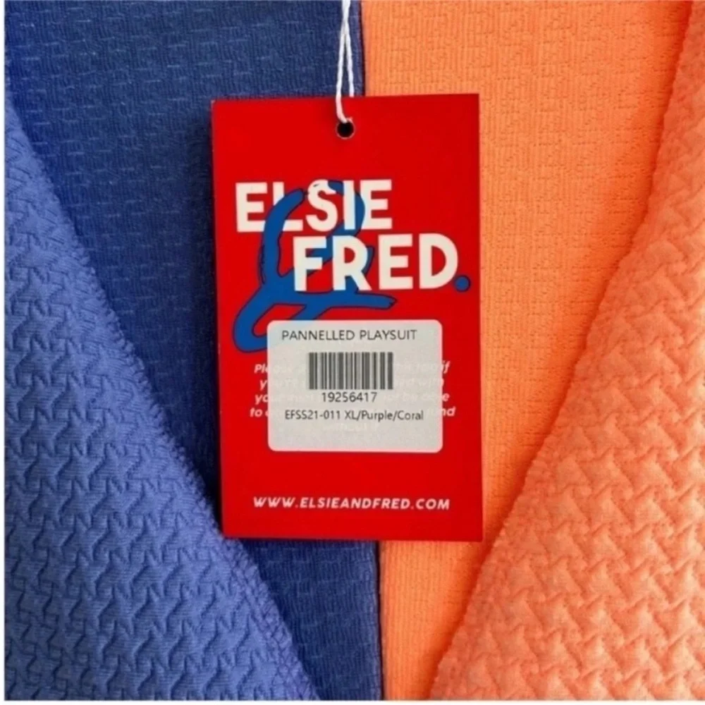 NWT Elsie & Fred Party In The Park Paneled Playsuit Purple Coral Color Block
